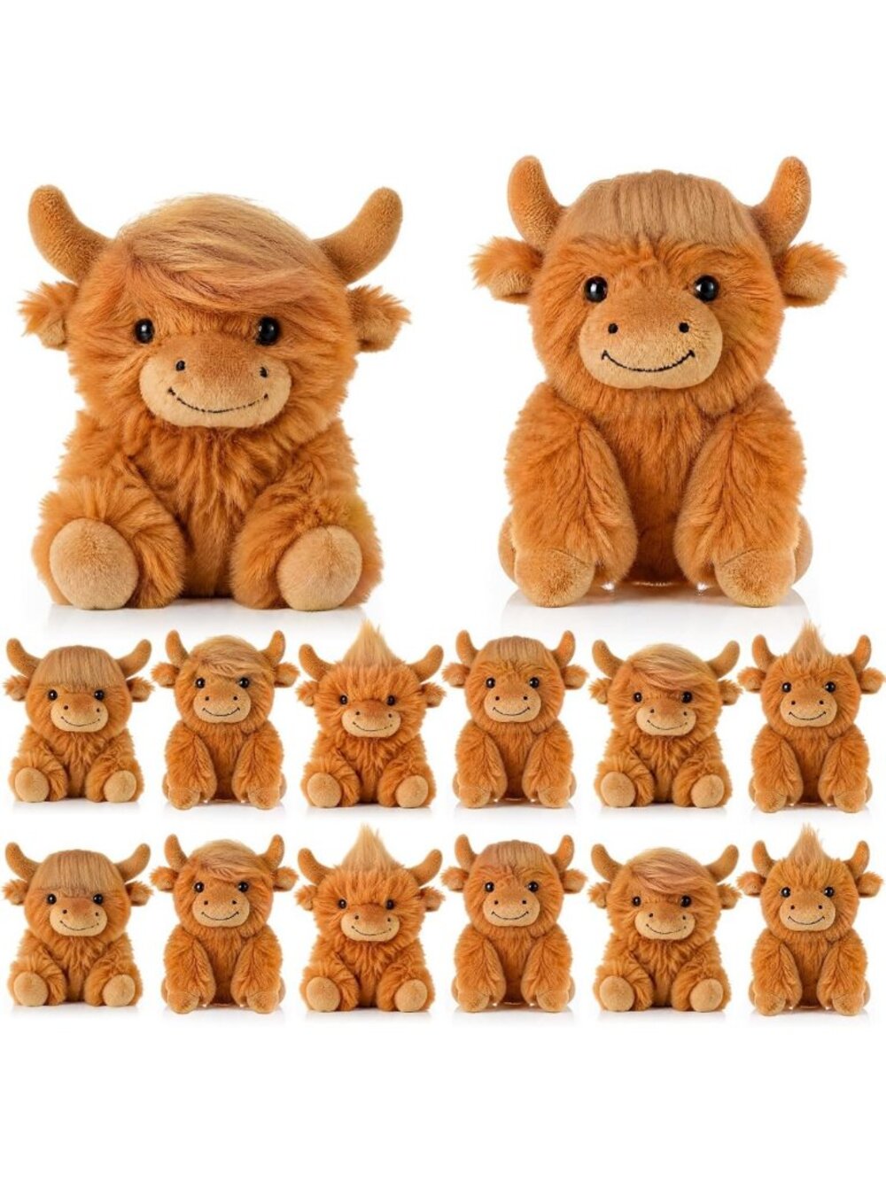 12 Pcs Shaggy Highland Cow Plush Toys, 6 Inch Stuffed Animals Set